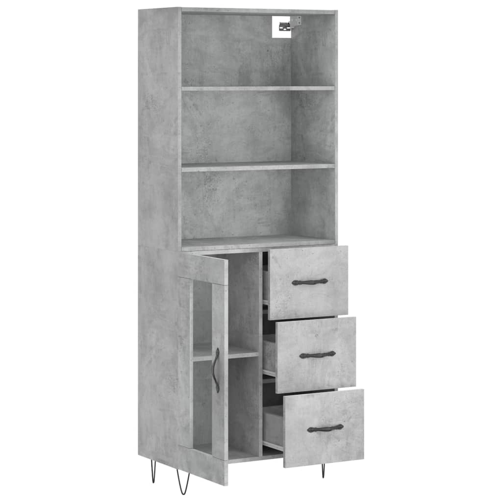 Image Buffet haut Gris béton 69,5x34x180 cm Bois d'ingénierie | Xios Store SNC vidaXL Xios Store SNC