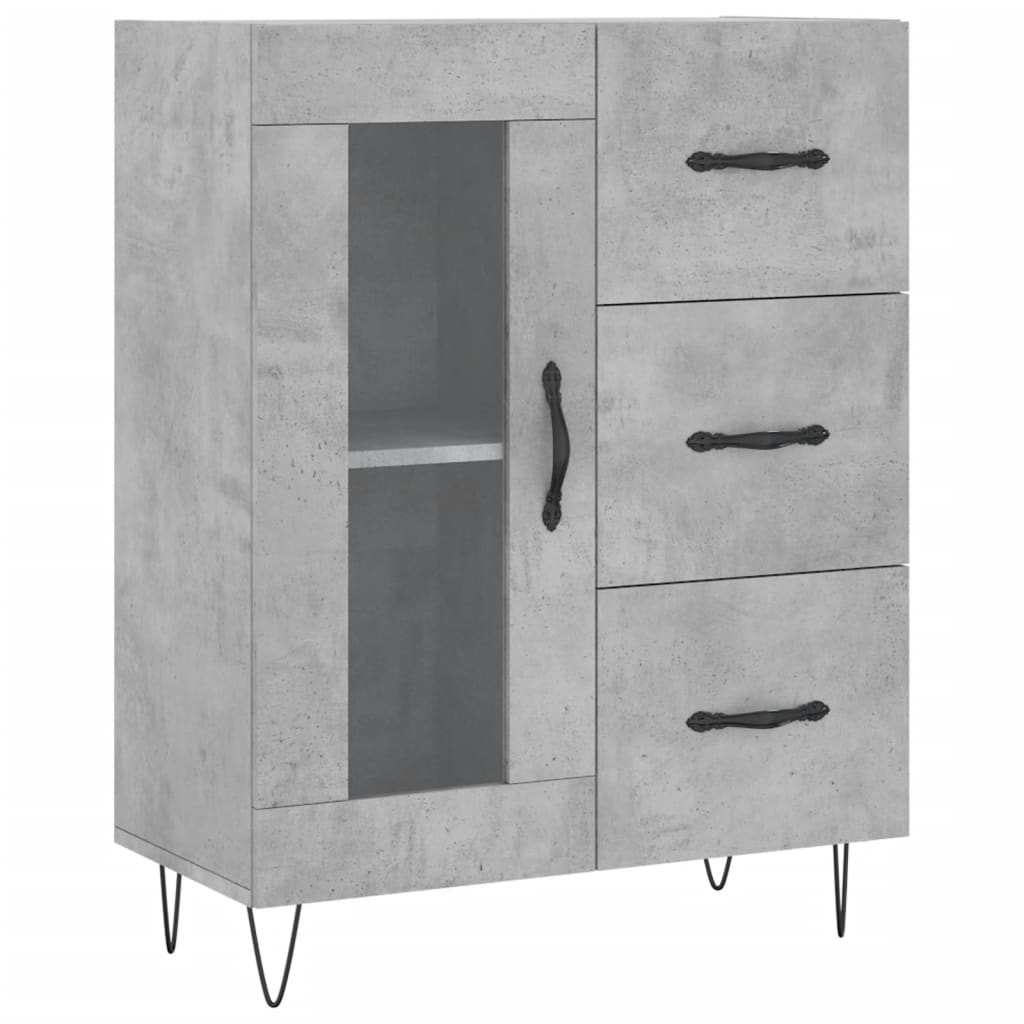 Image Buffet haut Gris béton 69,5x34x180 cm Bois d'ingénierie | Xios Store SNC vidaXL Xios Store SNC