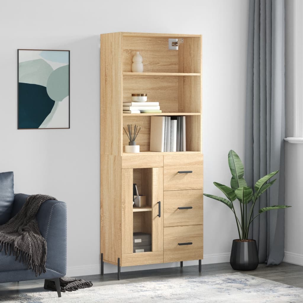 Image Buffet haut Chêne sonoma 69,5x34x180 cm Bois d'ingénierie | Xios Store SNC vidaXL Xios Store SNC