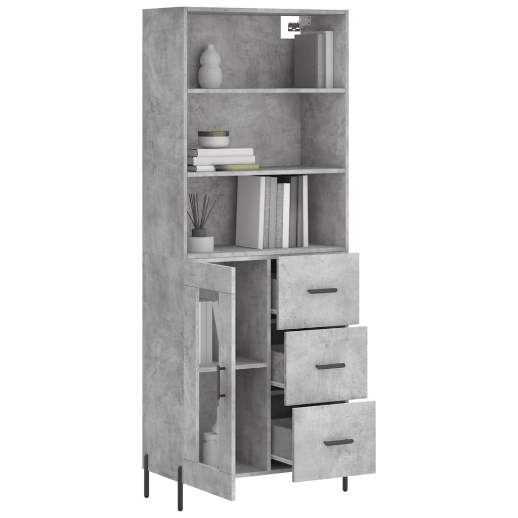 Image Buffet haut Gris béton 69,5x34x180 cm Bois d'ingénierie | Xios Store SNC vidaXL Xios Store SNC