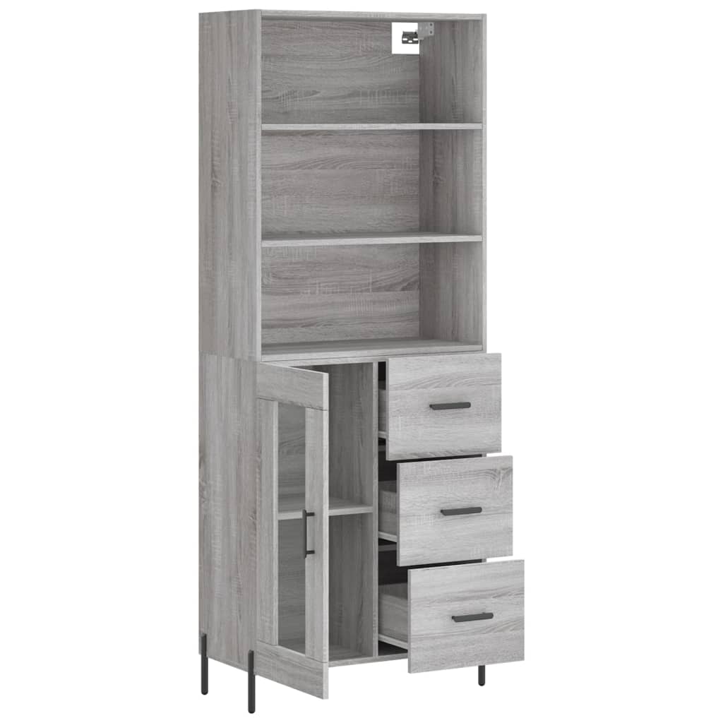 Image Buffet haut Sonoma gris 69,5x34x180 cm Bois d'ingénierie | Xios Store SNC vidaXL Xios Store SNC