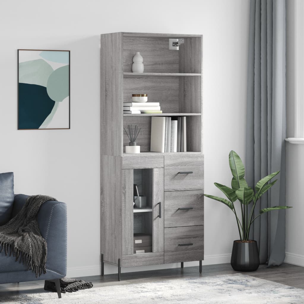 Image Buffet haut Sonoma gris 69,5x34x180 cm Bois d'ingénierie | Xios Store SNC vidaXL Xios Store SNC