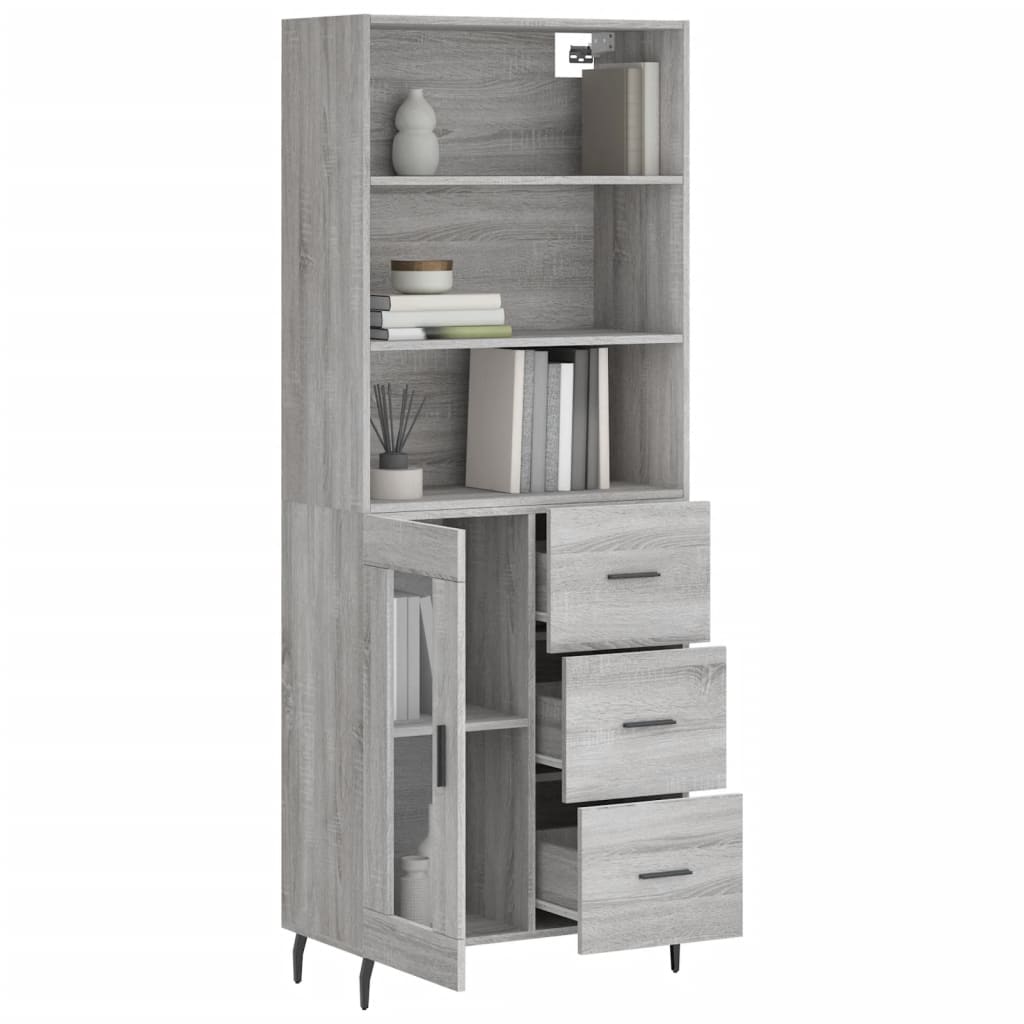 Image Buffet haut Sonoma gris 69,5x34x180 cm Bois d'ingénierie | Xios Store SNC vidaXL Xios Store SNC