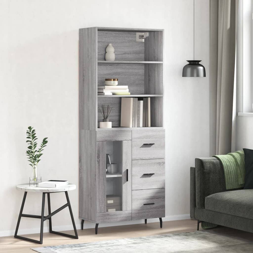 Image Buffet haut Sonoma gris 69,5x34x180 cm Bois d'ingénierie | Xios Store SNC vidaXL Xios Store SNC