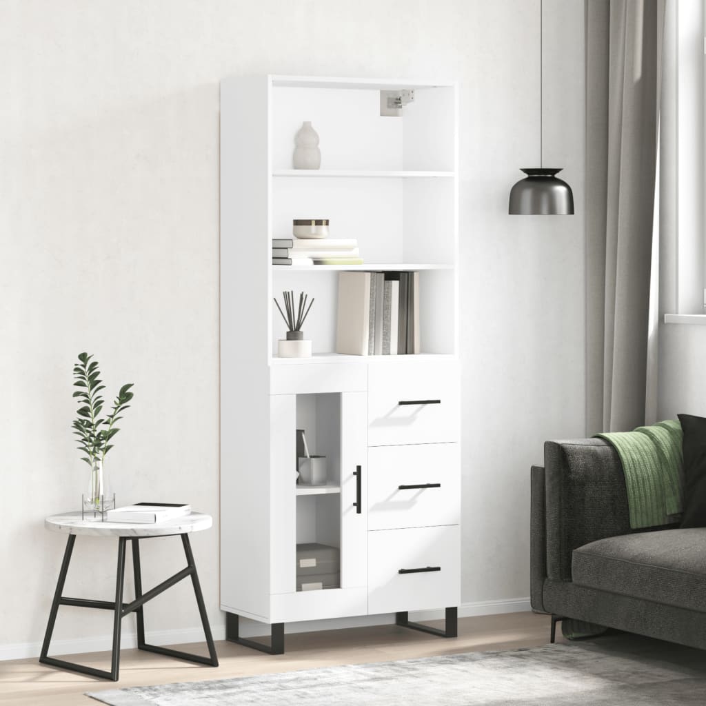 Image Buffet haut Blanc 69,5x34x180 cm Bois d'ingénierie | Xios Store SNC vidaXL Xios Store SNC