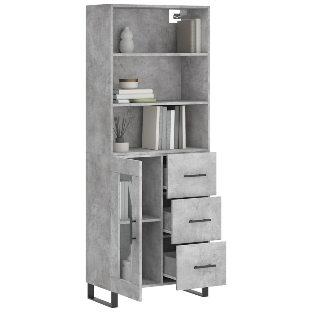 Image Buffet haut Gris béton 69,5x34x180 cm Bois d'ingénierie | Xios Store SNC vidaXL Xios Store SNC