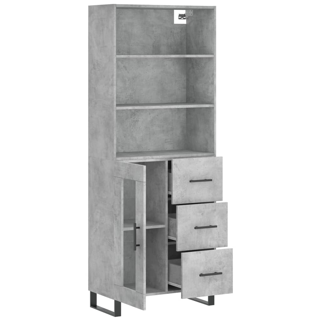 Image Buffet haut Gris béton 69,5x34x180 cm Bois d'ingénierie | Xios Store SNC vidaXL Xios Store SNC