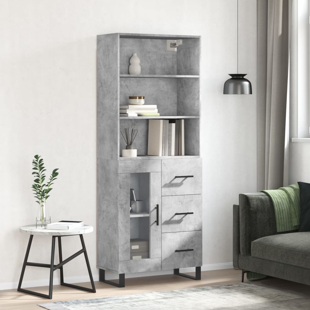 Image Buffet haut Gris béton 69,5x34x180 cm Bois d'ingénierie | Xios Store SNC vidaXL Xios Store SNC