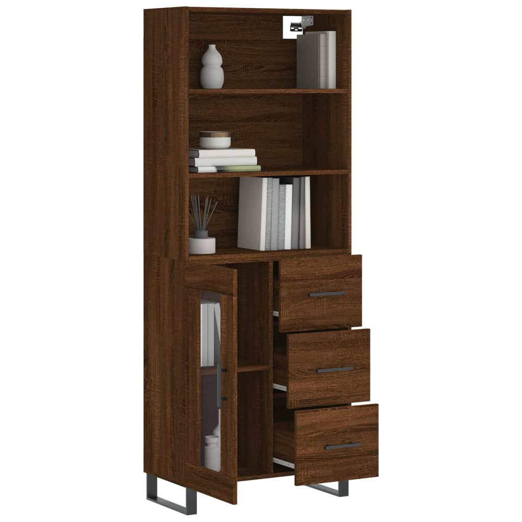 Image Buffet haut Chêne marron 69,5x34x180 cm Bois d'ingénierie | Xios Store SNC vidaXL Xios Store SNC