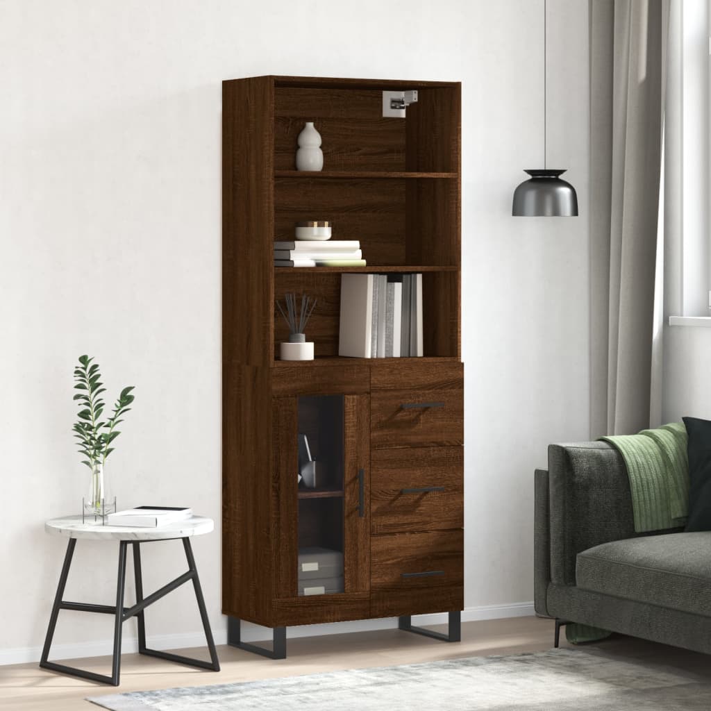 Image Buffet haut Chêne marron 69,5x34x180 cm Bois d'ingénierie | Xios Store SNC vidaXL Xios Store SNC