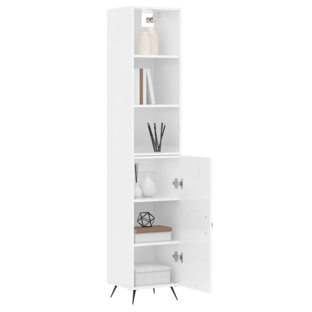 Image Buffet haut Blanc brillant 34,5x34x180 cm Bois d'ingénierie | Xios Store SNC vidaXL Xios Store SNC