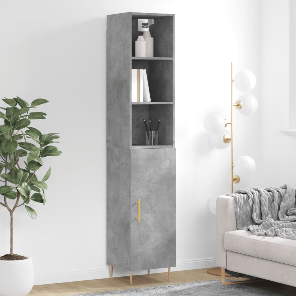 Image Buffet haut Gris béton 34,5x34x180 cm Bois d'ingénierie | Xios Store SNC vidaXL Xios Store SNC