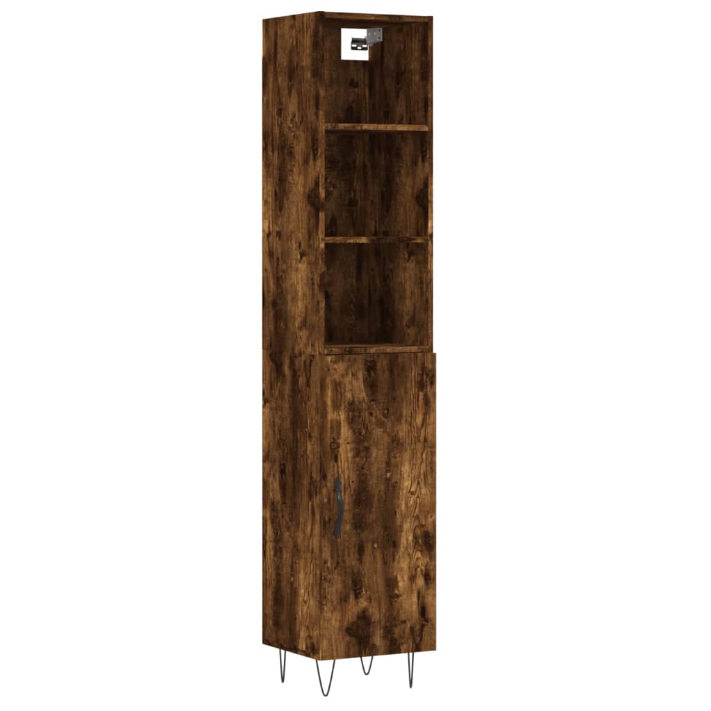 Image Buffet haut Chêne fumé 34,5x34x180 cm Bois d'ingénierie | Xios Store SNC vidaXL Xios Store SNC