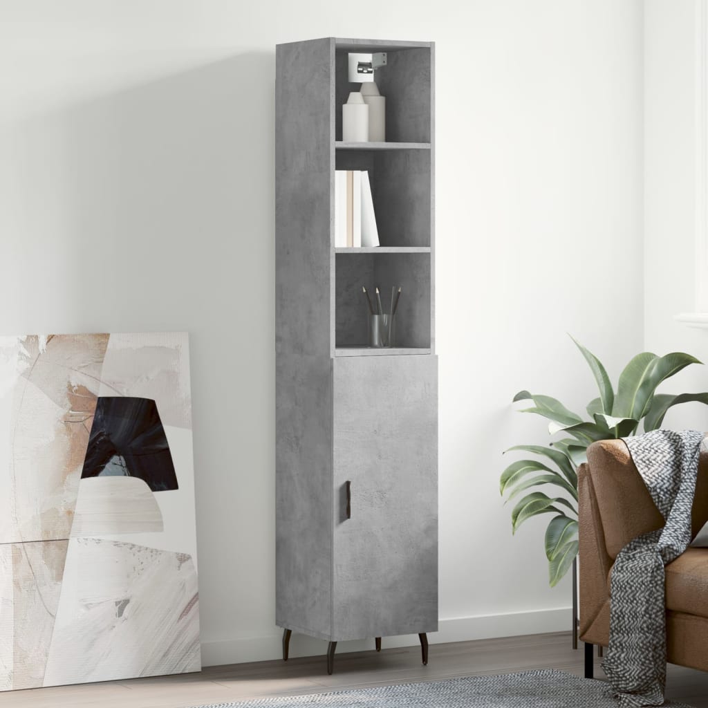 Image Buffet haut Gris béton 34,5x34x180 cm Bois d'ingénierie | Xios Store SNC vidaXL Xios Store SNC