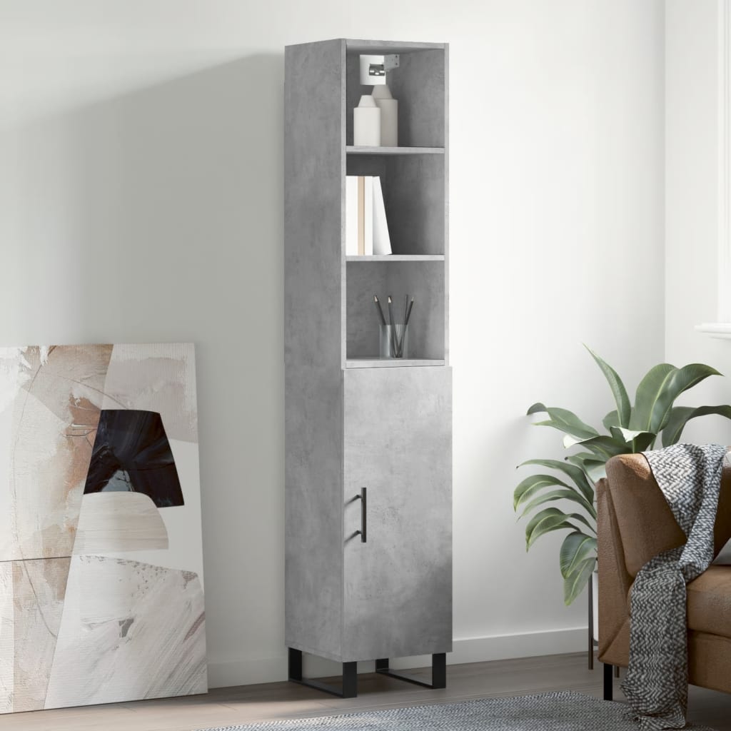 Image Buffet haut Gris béton 34,5x34x180 cm Bois d'ingénierie | Xios Store SNC vidaXL Xios Store SNC