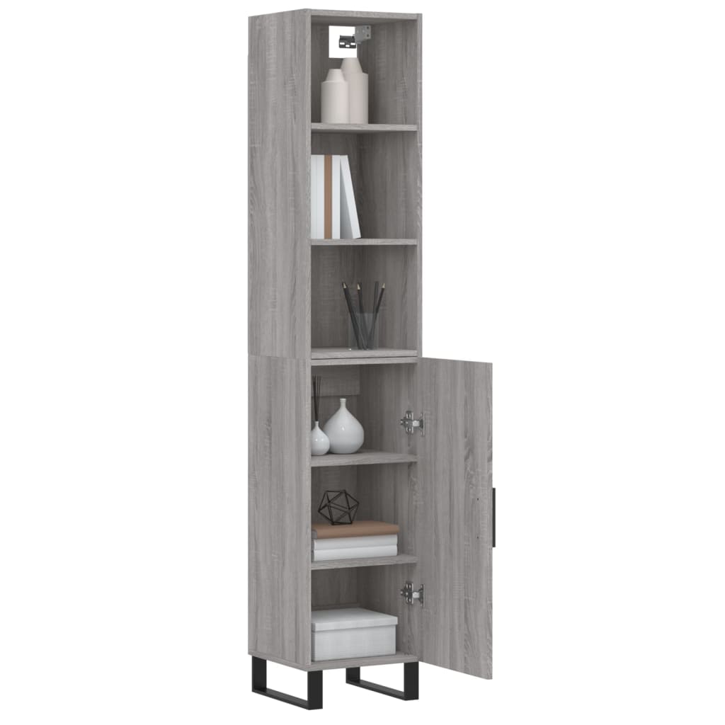 Image Buffet haut Sonoma gris 34,5x34x180 cm Bois d'ingénierie | Xios Store SNC vidaXL Xios Store SNC