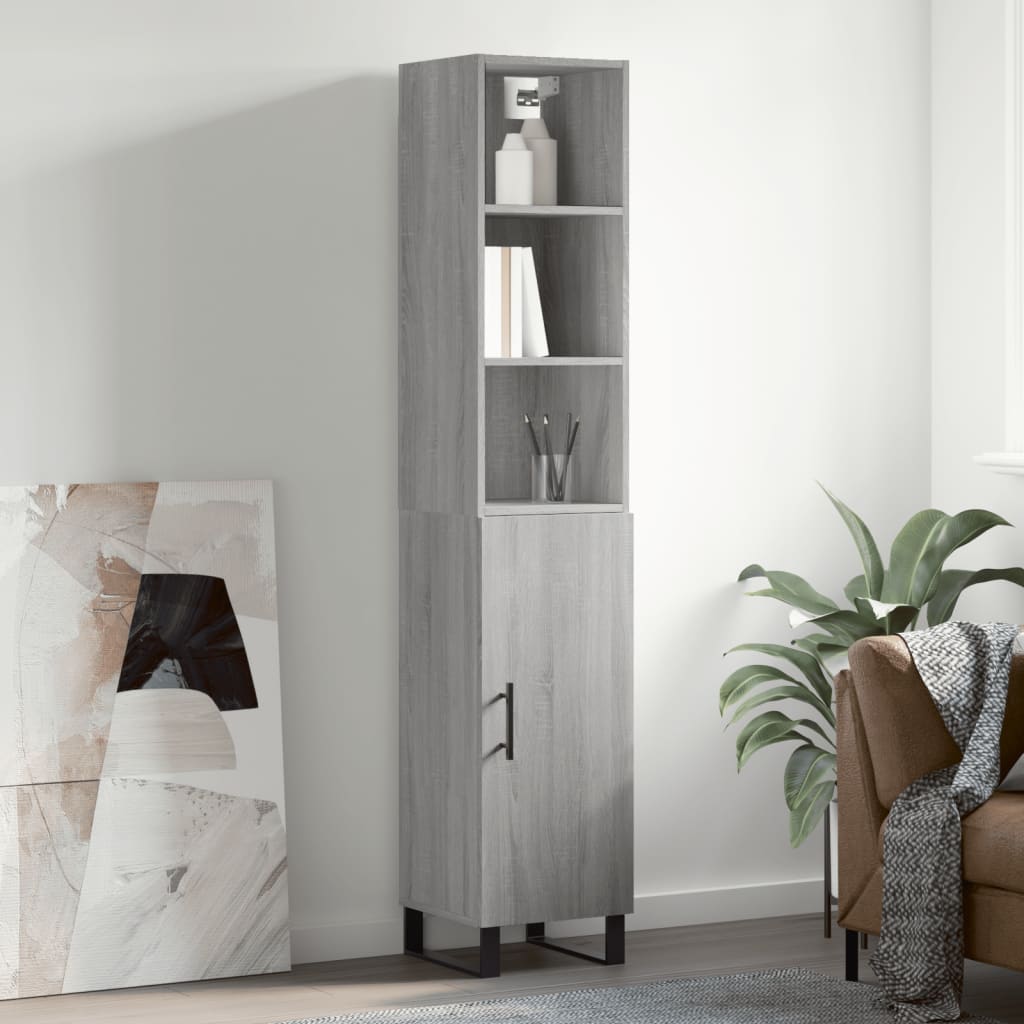 Image Buffet haut Sonoma gris 34,5x34x180 cm Bois d'ingénierie | Xios Store SNC vidaXL Xios Store SNC