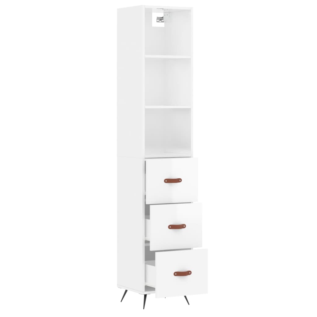 Image Buffet haut Blanc brillant 34,5x34x180 cm Bois d'ingénierie | Xios Store SNC vidaXL Xios Store SNC