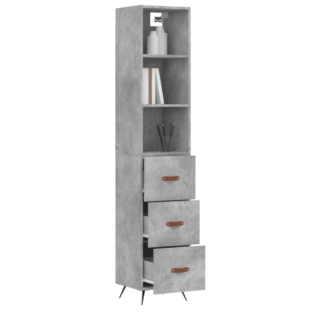 Image Buffet haut Gris béton 34,5x34x180 cm Bois d'ingénierie | Xios Store SNC vidaXL Xios Store SNC