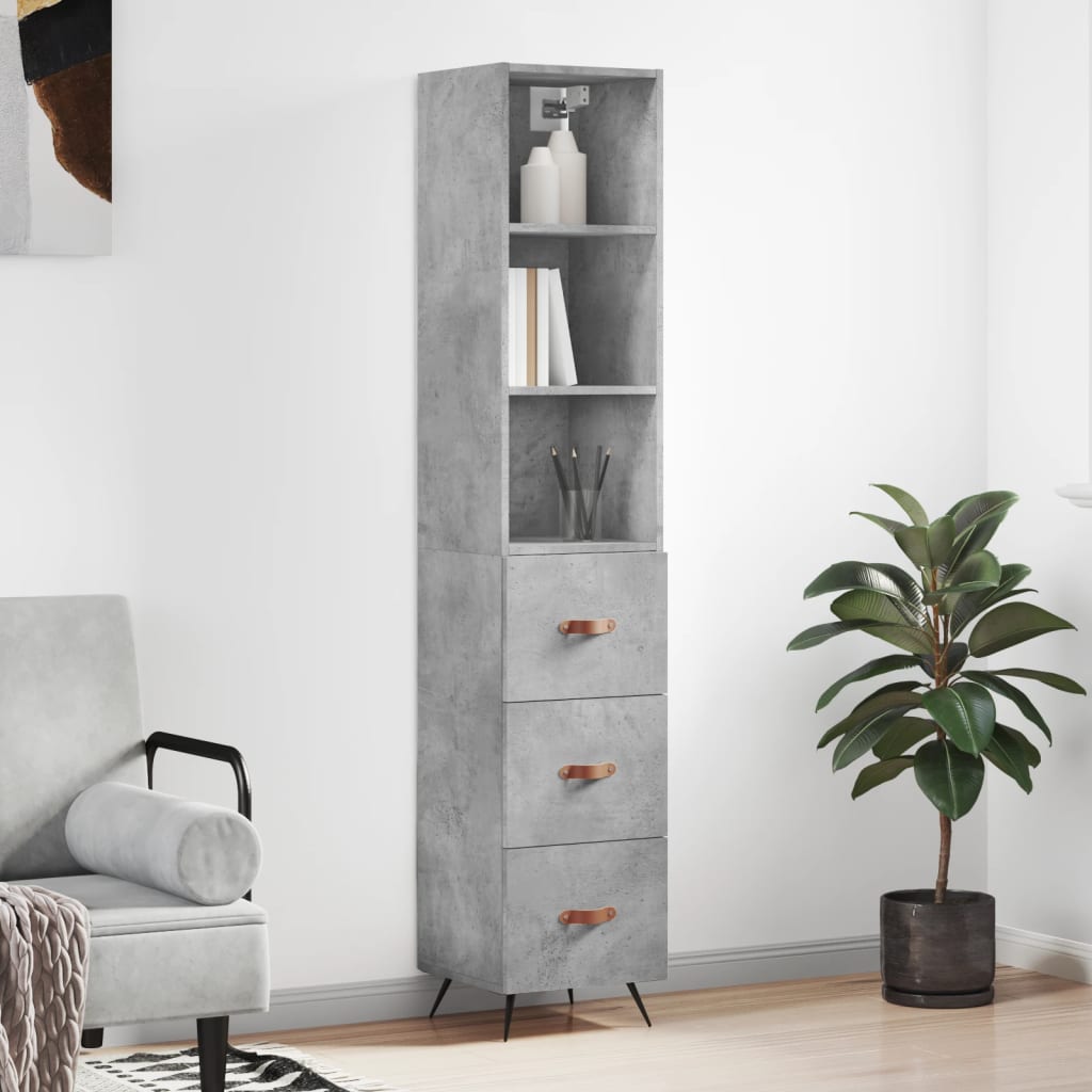 Image Buffet haut Gris béton 34,5x34x180 cm Bois d'ingénierie | Xios Store SNC vidaXL Xios Store SNC