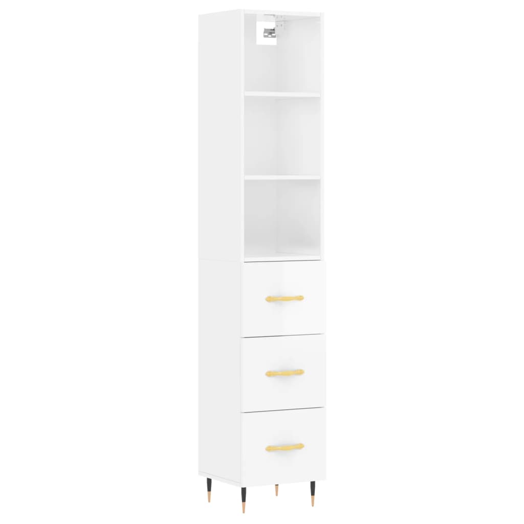 Image Buffet haut Blanc brillant 34,5x34x180 cm Bois d'ingénierie | Xios Store SNC vidaXL Xios Store SNC