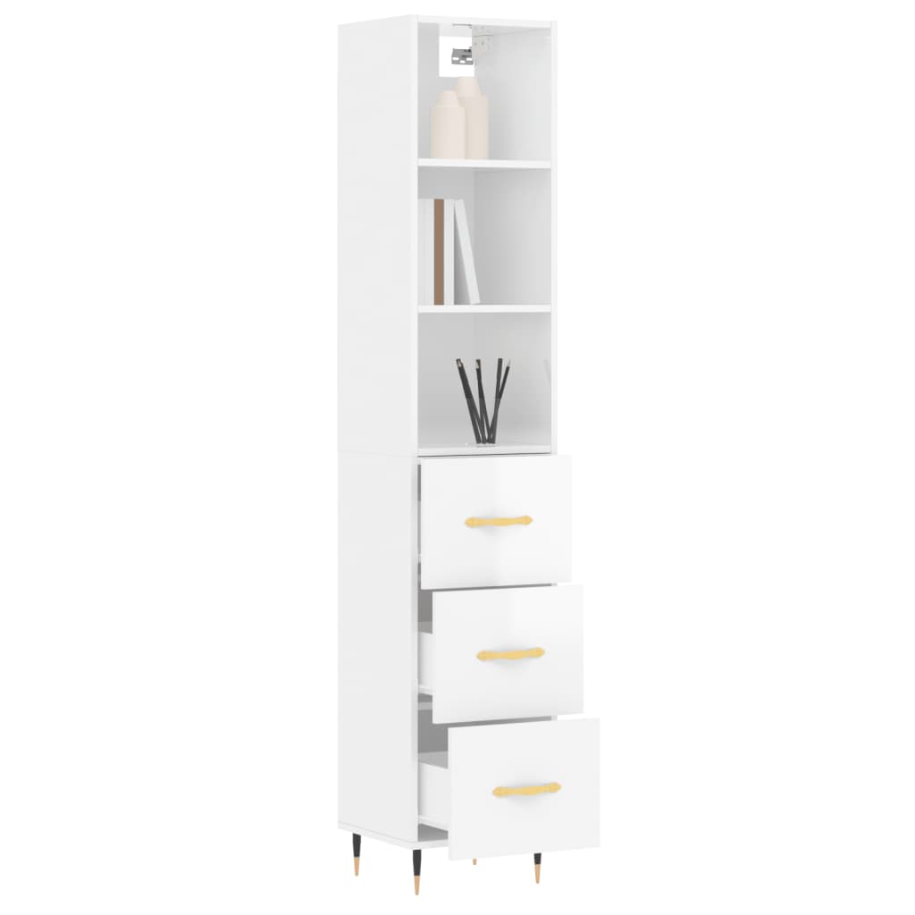 Image Buffet haut Blanc brillant 34,5x34x180 cm Bois d'ingénierie | Xios Store SNC vidaXL Xios Store SNC