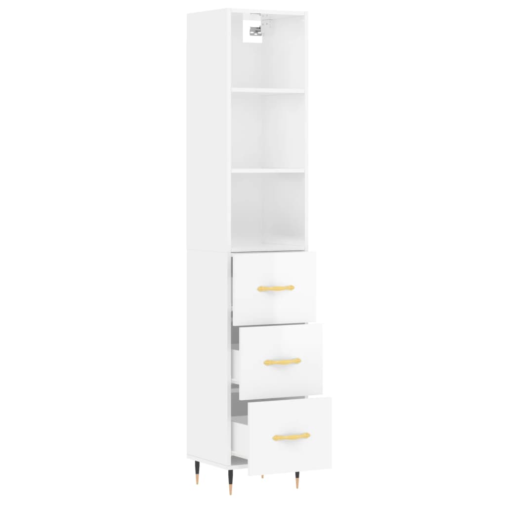 Image Buffet haut Blanc brillant 34,5x34x180 cm Bois d'ingénierie | Xios Store SNC vidaXL Xios Store SNC