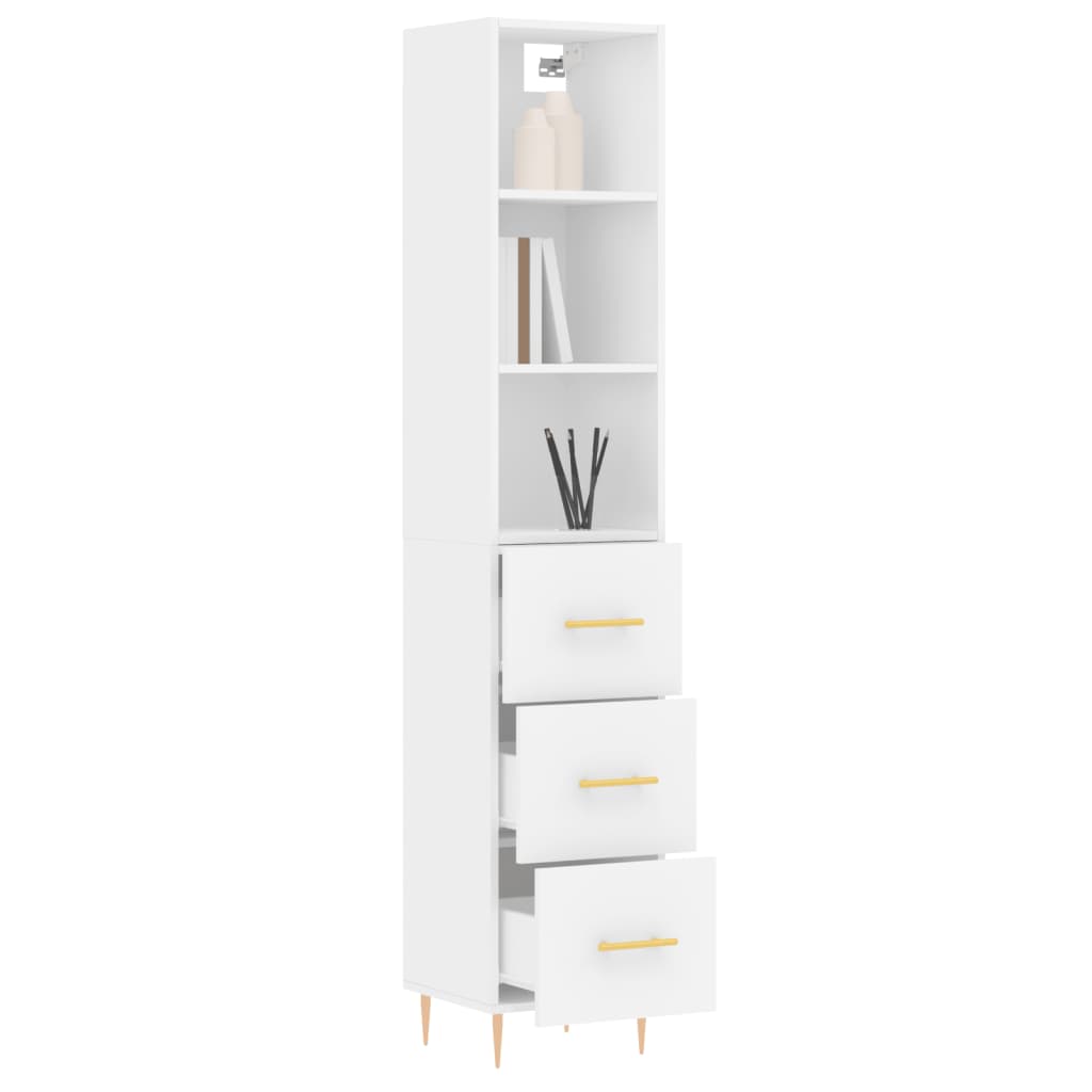 Image Buffet haut Blanc 34,5x34x180 cm Bois d'ingénierie | Xios Store SNC vidaXL Xios Store SNC