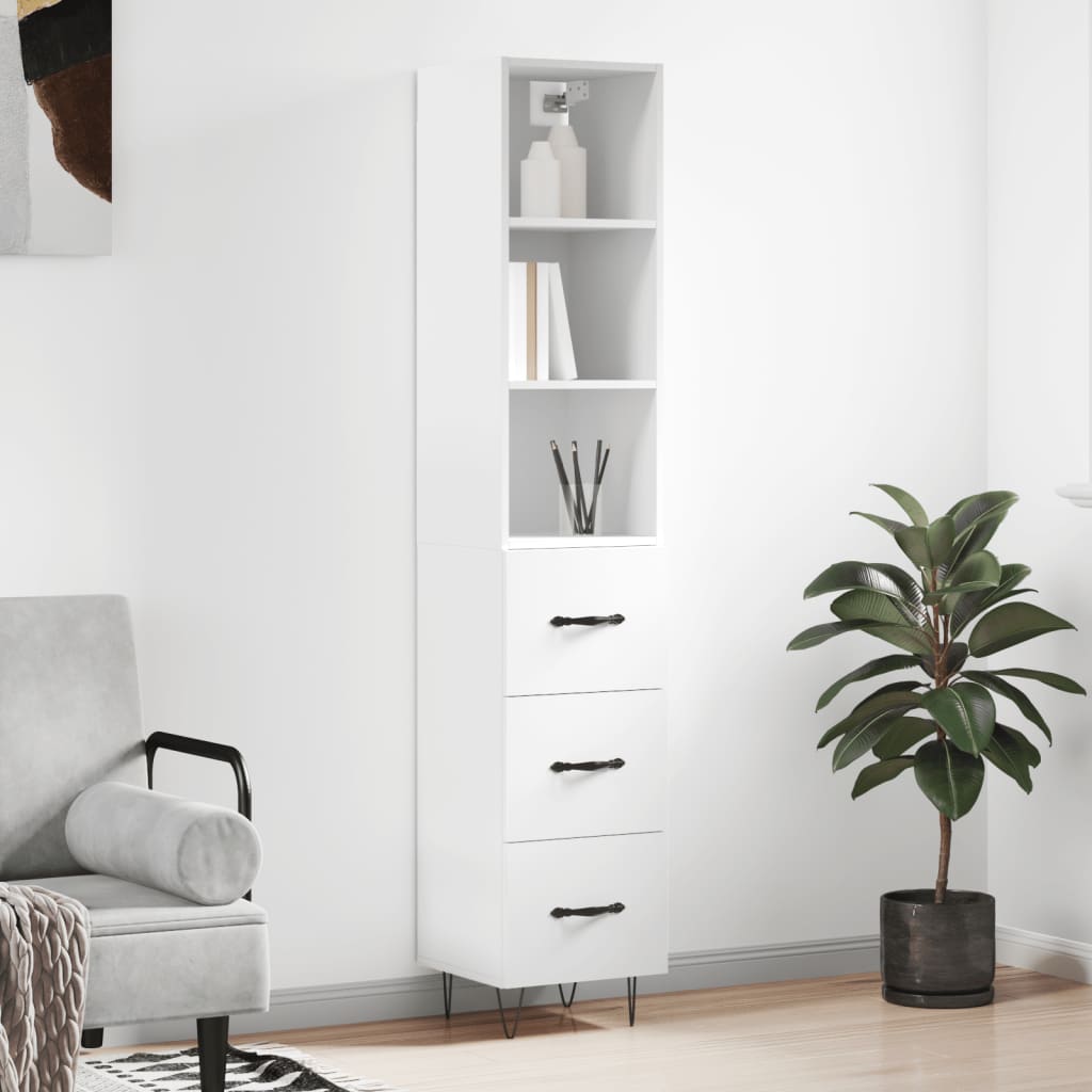 Image Buffet haut Blanc 34,5x34x180 cm Bois d'ingénierie | Xios Store SNC vidaXL Xios Store SNC