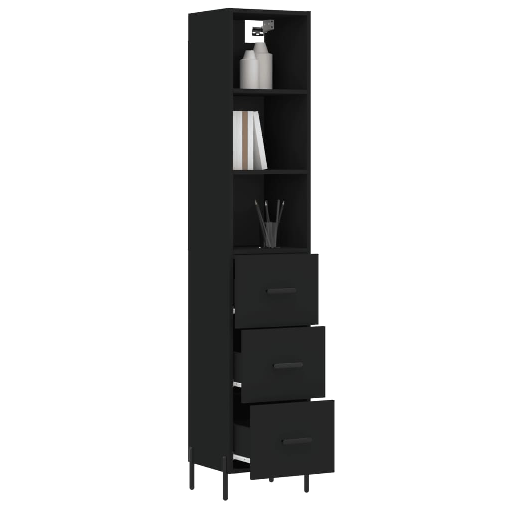 Image Buffet haut Noir 34,5x34x180 cm Bois d'ingénierie | Xios Store SNC vidaXL Xios Store SNC