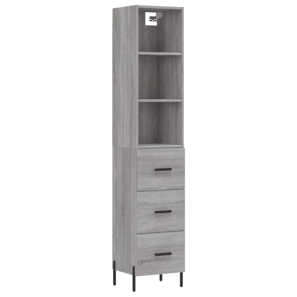 Image Buffet haut Sonoma gris 34,5x34x180 cm Bois d'ingénierie | Xios Store SNC vidaXL Xios Store SNC