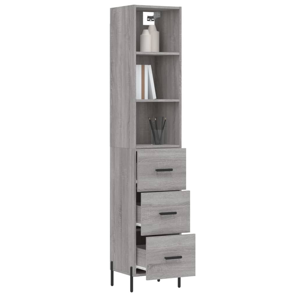 Image Buffet haut Sonoma gris 34,5x34x180 cm Bois d'ingénierie | Xios Store SNC vidaXL Xios Store SNC