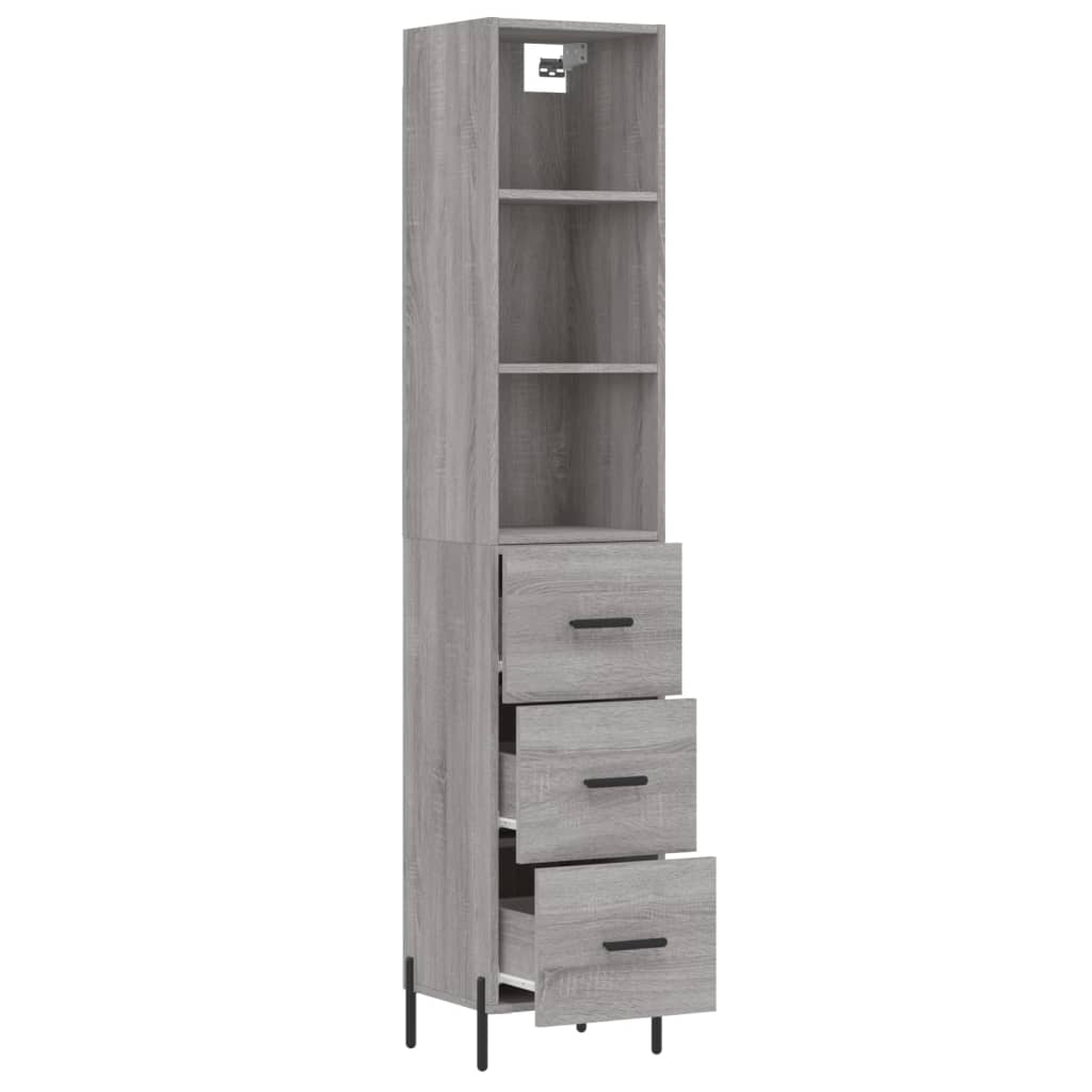 Image Buffet haut Sonoma gris 34,5x34x180 cm Bois d'ingénierie | Xios Store SNC vidaXL Xios Store SNC