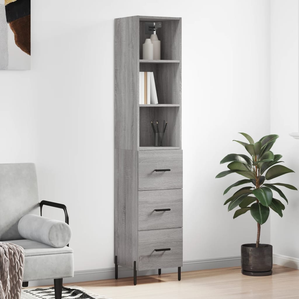 Image Buffet haut Sonoma gris 34,5x34x180 cm Bois d'ingénierie | Xios Store SNC vidaXL Xios Store SNC