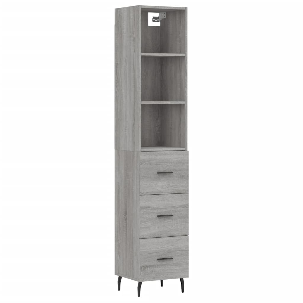 Image Buffet haut Sonoma gris 34,5x34x180 cm Bois d'ingénierie | Xios Store SNC vidaXL Xios Store SNC