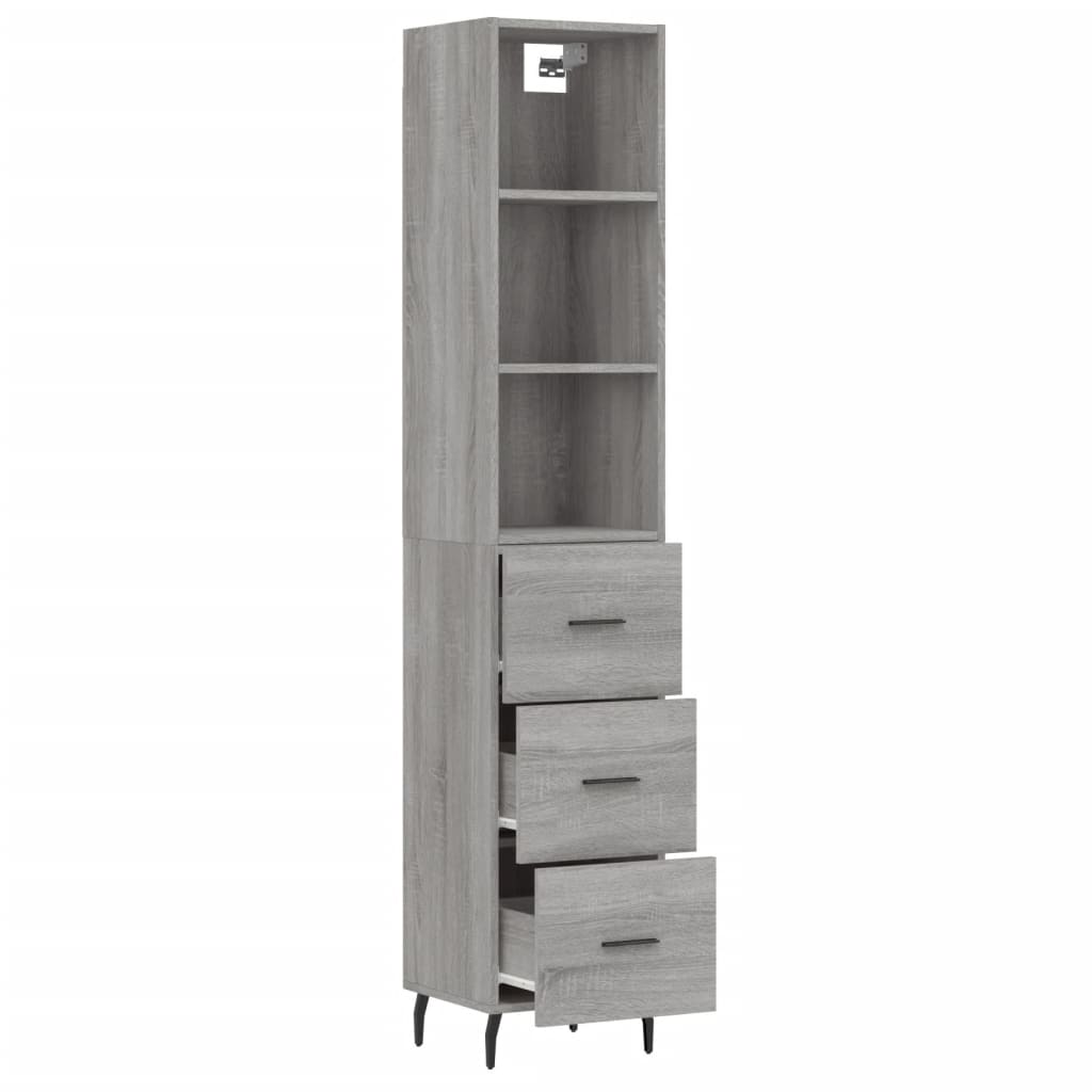 Image Buffet haut Sonoma gris 34,5x34x180 cm Bois d'ingénierie | Xios Store SNC vidaXL Xios Store SNC