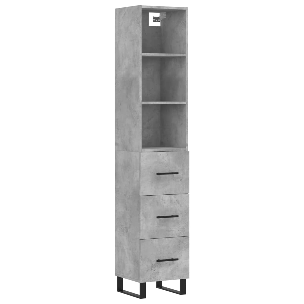 Image Buffet haut Gris béton 34,5x34x180 cm Bois d'ingénierie | Xios Store SNC vidaXL Xios Store SNC