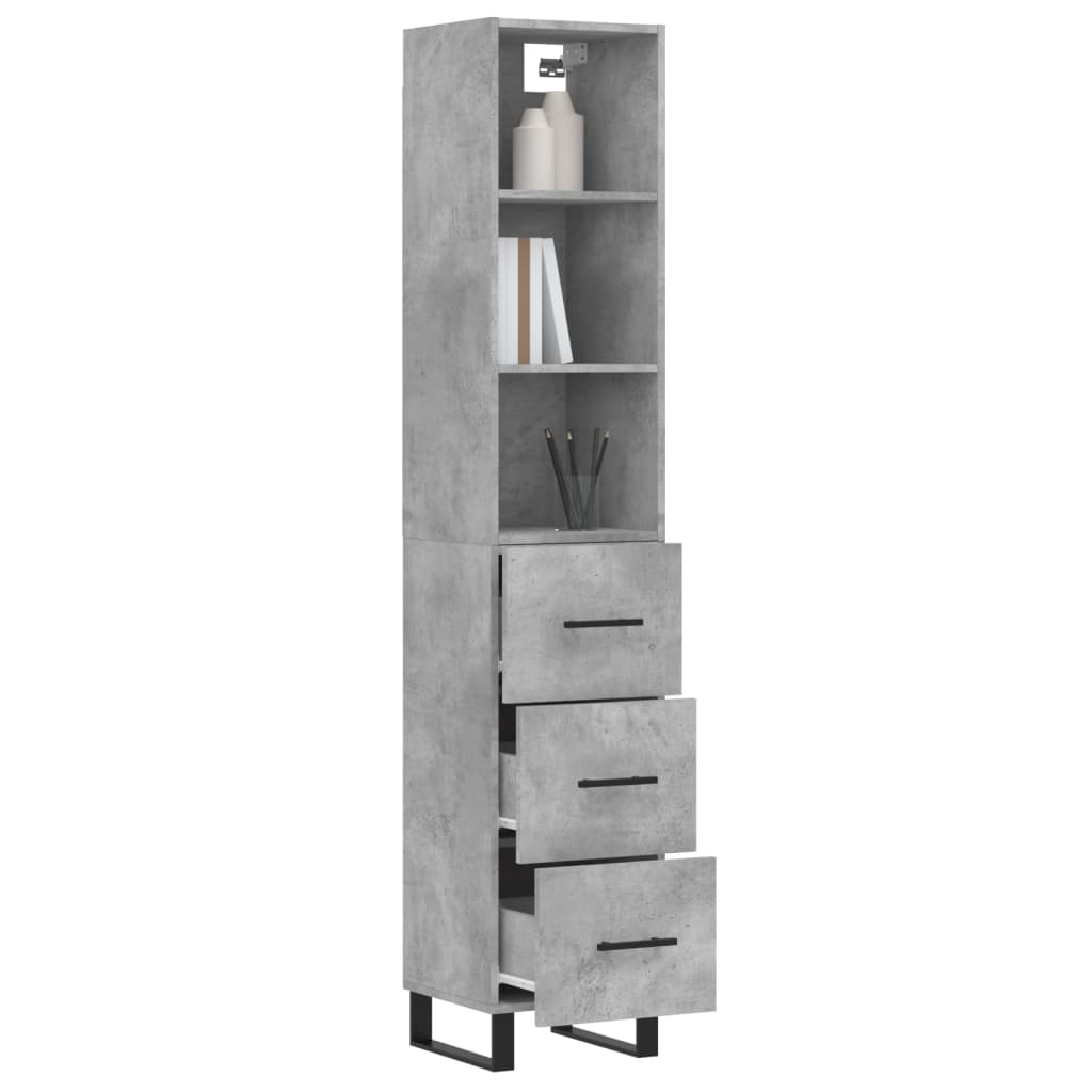 Image Buffet haut Gris béton 34,5x34x180 cm Bois d'ingénierie | Xios Store SNC vidaXL Xios Store SNC