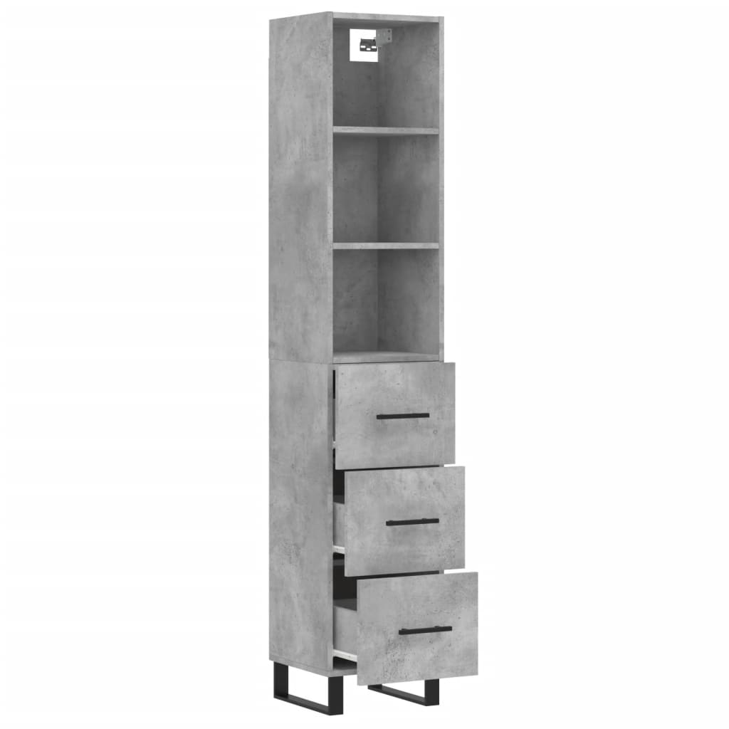 Image Buffet haut Gris béton 34,5x34x180 cm Bois d'ingénierie | Xios Store SNC vidaXL Xios Store SNC