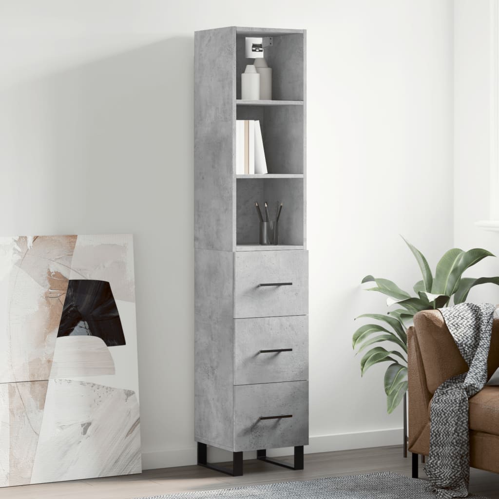 Image Buffet haut Gris béton 34,5x34x180 cm Bois d'ingénierie | Xios Store SNC vidaXL Xios Store SNC