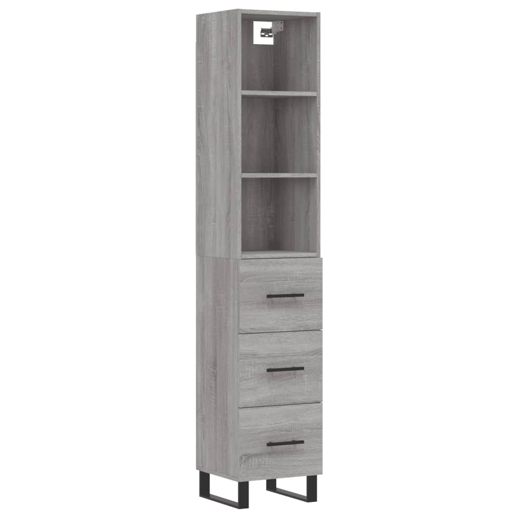 Image Buffet haut Sonoma gris 34,5x34x180 cm Bois d'ingénierie | Xios Store SNC vidaXL Xios Store SNC