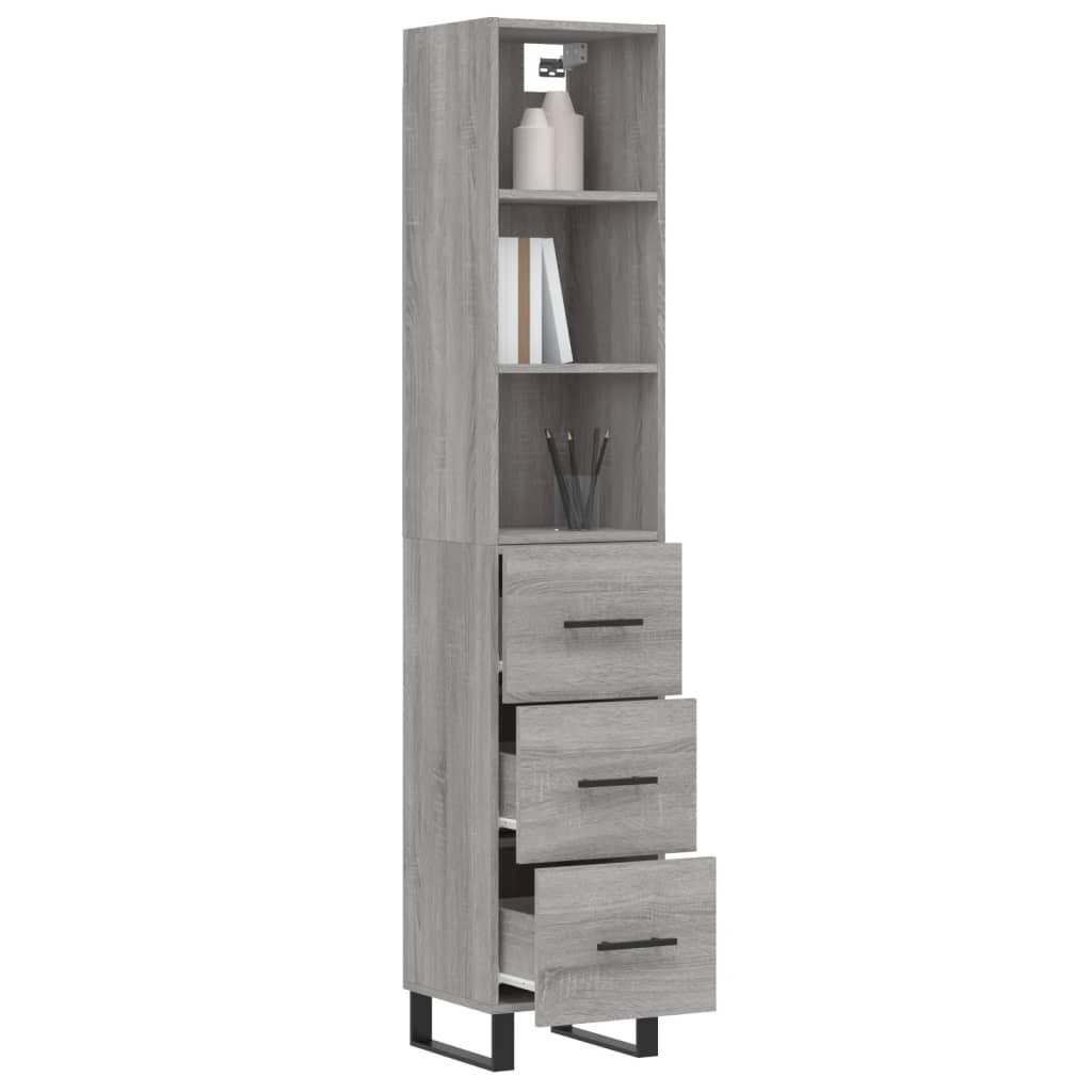 Image Buffet haut Sonoma gris 34,5x34x180 cm Bois d'ingénierie | Xios Store SNC vidaXL Xios Store SNC