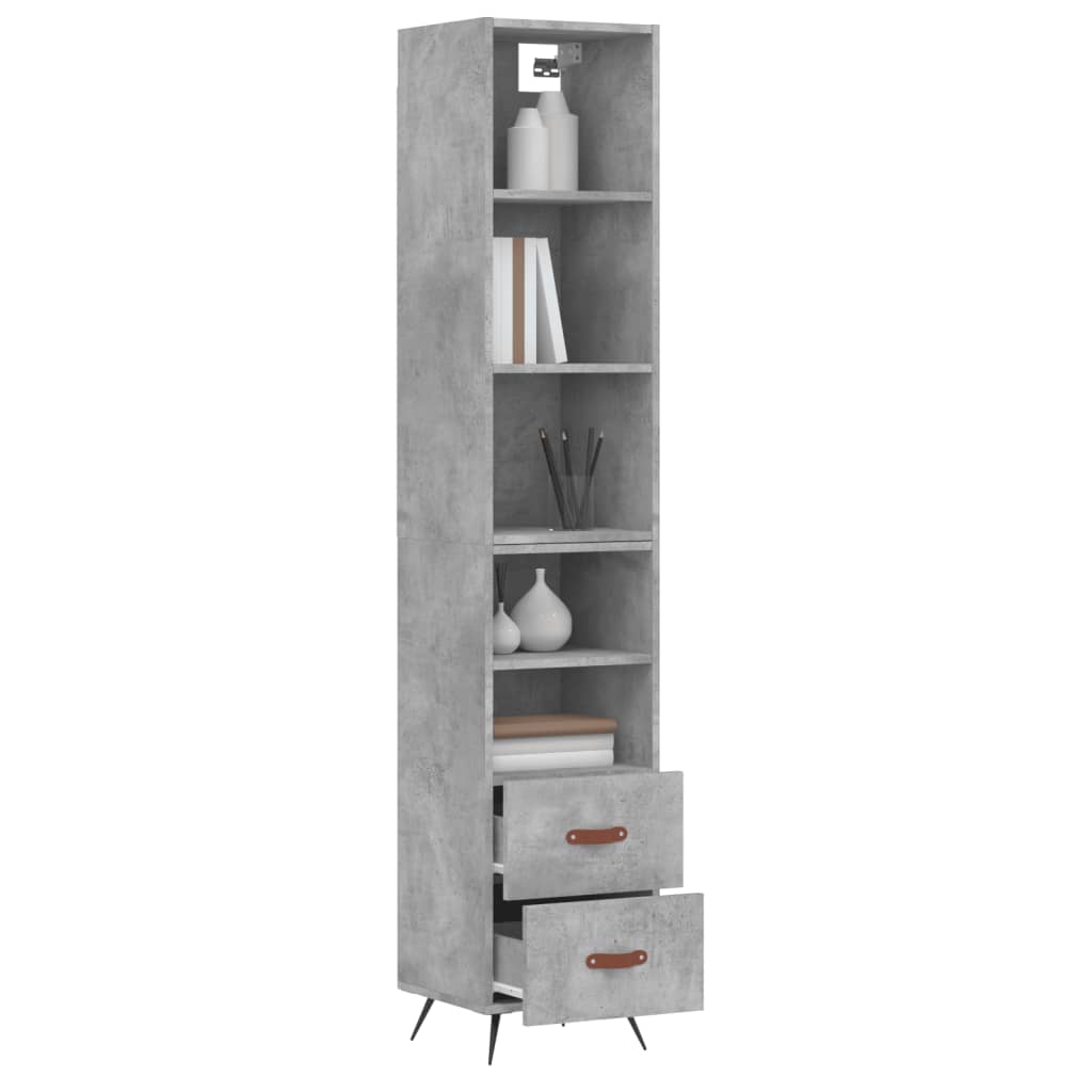 Image Buffet haut Gris béton 34,5x34x180 cm Bois d'ingénierie | Xios Store SNC vidaXL Xios Store SNC