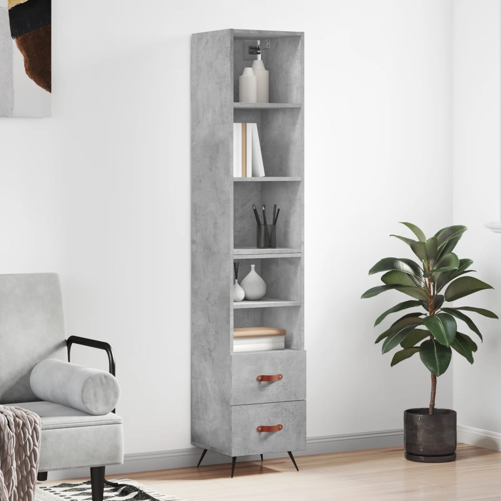 Image Buffet haut Gris béton 34,5x34x180 cm Bois d'ingénierie | Xios Store SNC vidaXL Xios Store SNC