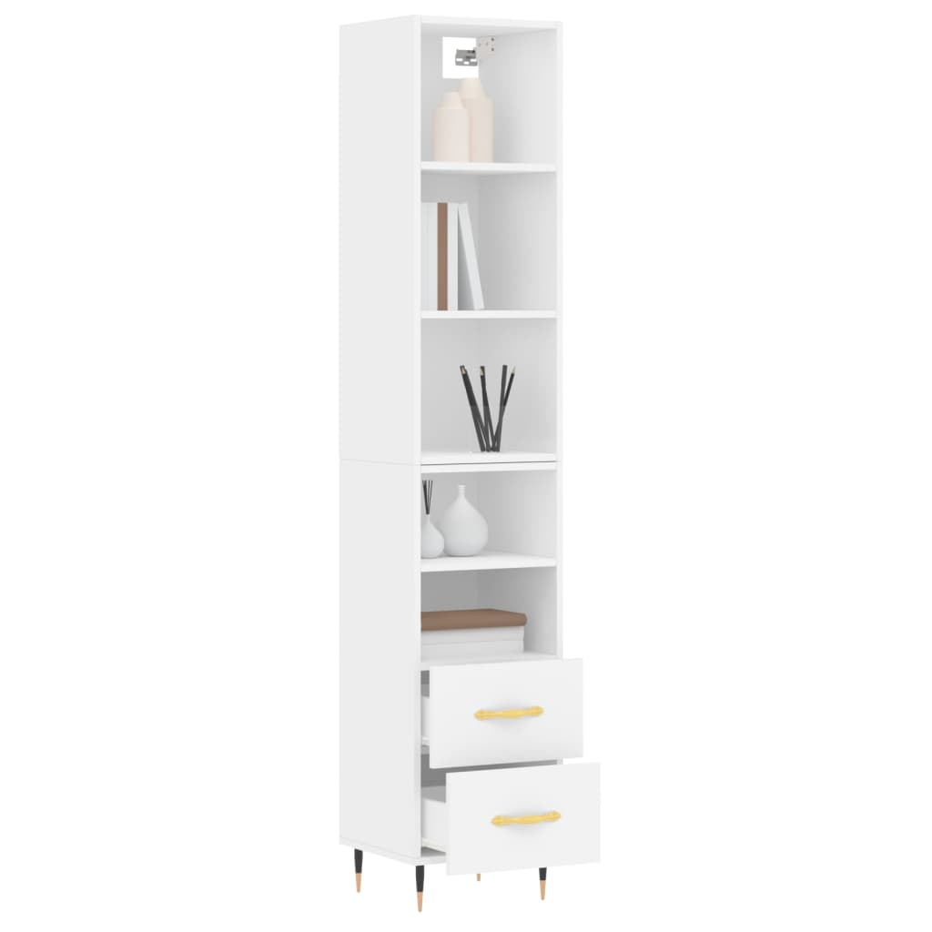 Image Buffet haut Blanc 34,5x34x180 cm Bois d'ingénierie | Xios Store SNC vidaXL Xios Store SNC