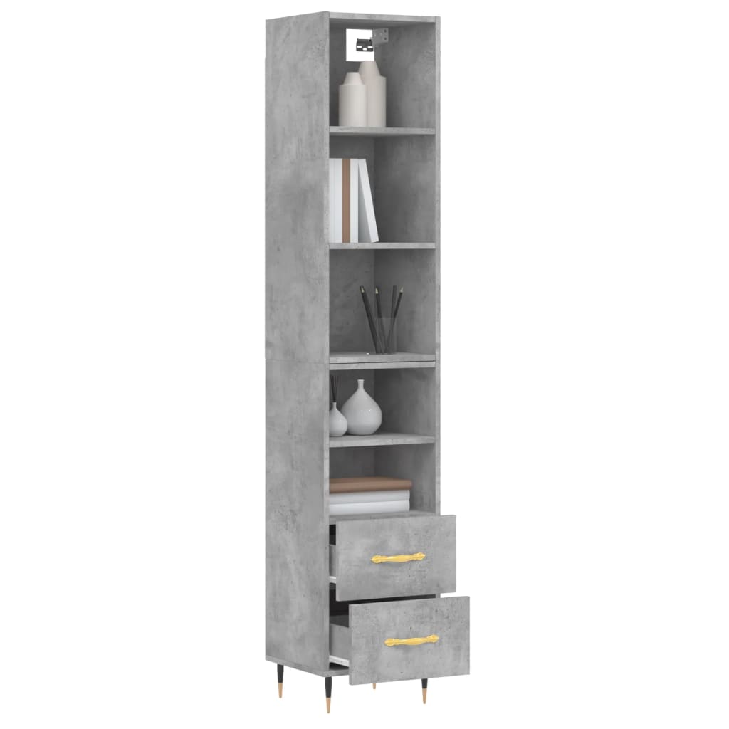 Image Buffet haut Gris béton 34,5x34x180 cm Bois d'ingénierie | Xios Store SNC vidaXL Xios Store SNC