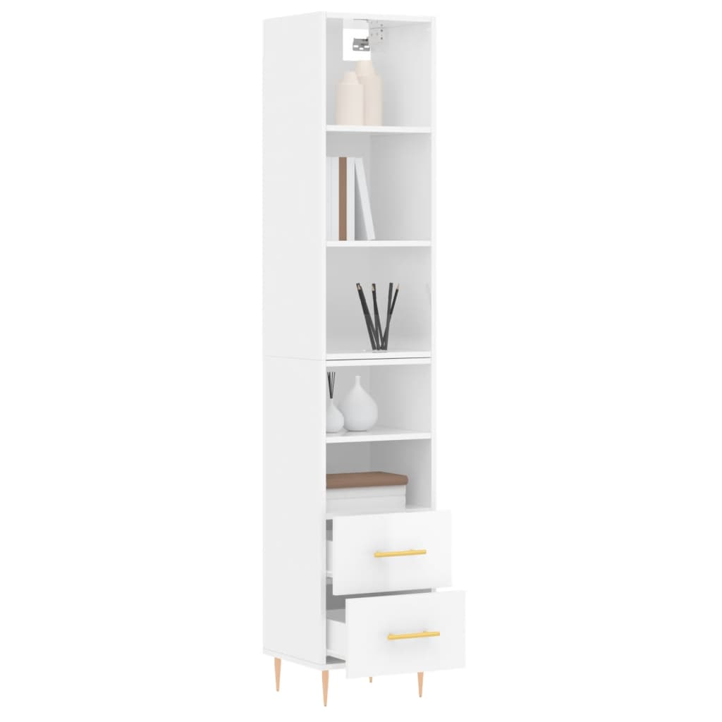 Image Buffet haut Blanc brillant 34,5x34x180 cm Bois d'ingénierie | Xios Store SNC vidaXL Xios Store SNC