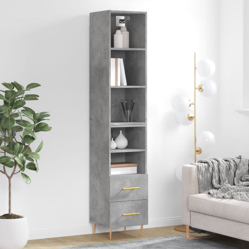 Image Buffet haut Gris béton 34,5x34x180 cm Bois d'ingénierie | Xios Store SNC vidaXL Xios Store SNC