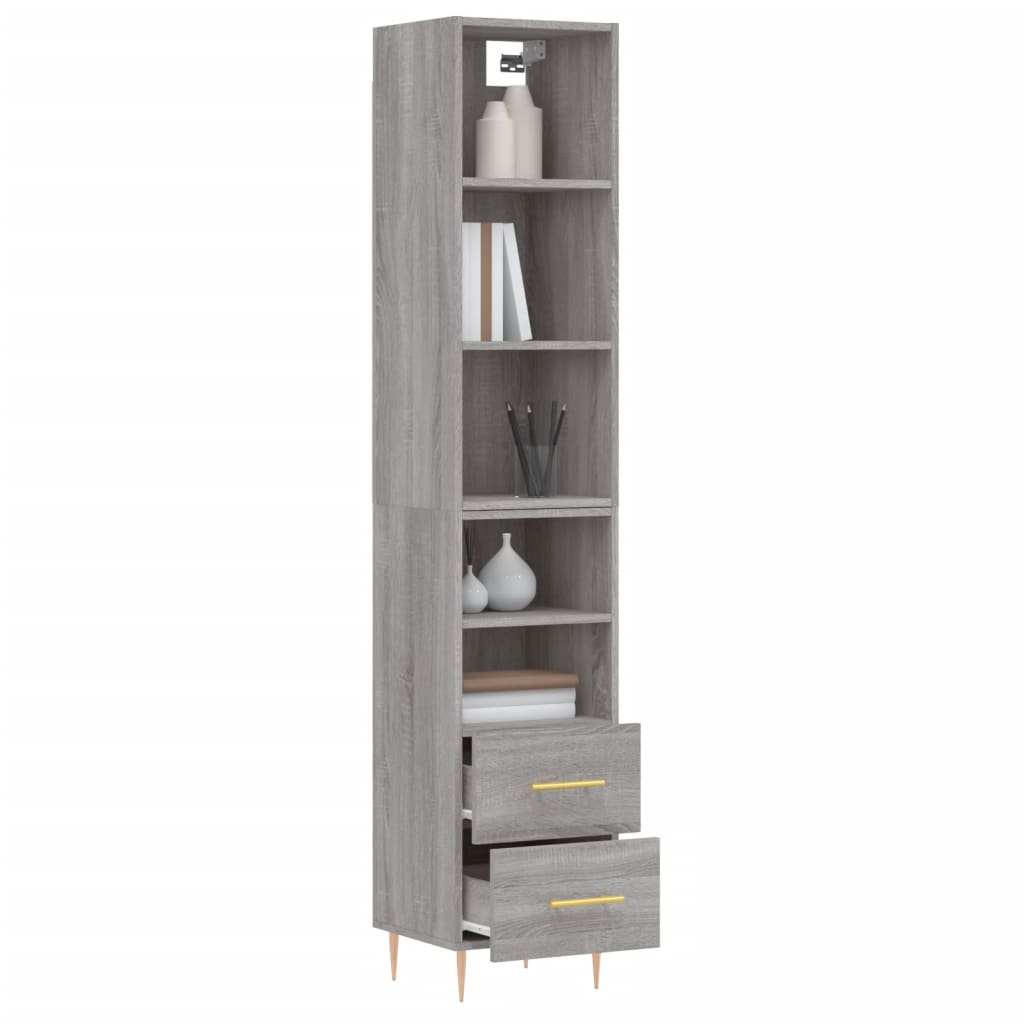 Image Buffet haut Sonoma gris 34,5x34x180 cm Bois d'ingénierie | Xios Store SNC vidaXL Xios Store SNC