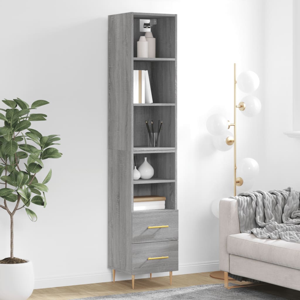 Image Buffet haut Sonoma gris 34,5x34x180 cm Bois d'ingénierie | Xios Store SNC vidaXL Xios Store SNC